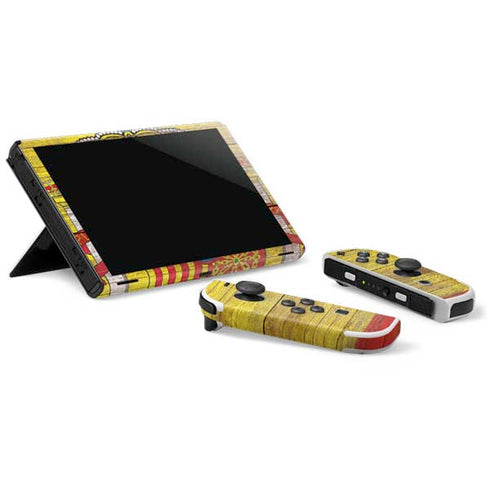 Spain Flag Dark Wood Nintendo Switch OLED (2021) Skin